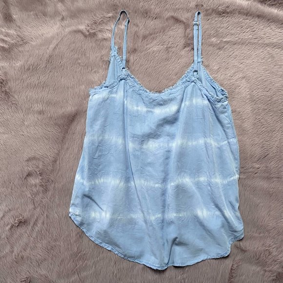 Dex blue & white frayed edge summer tank top - Picture 4 of 6